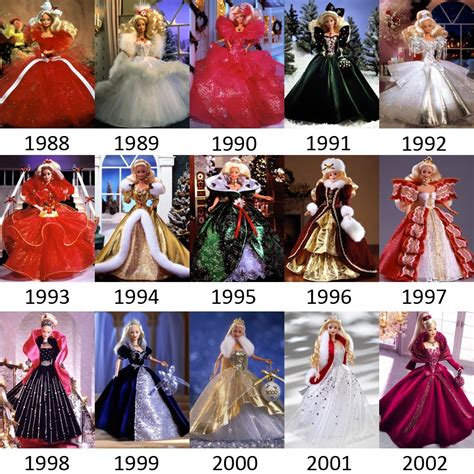 holiday barbie through the years